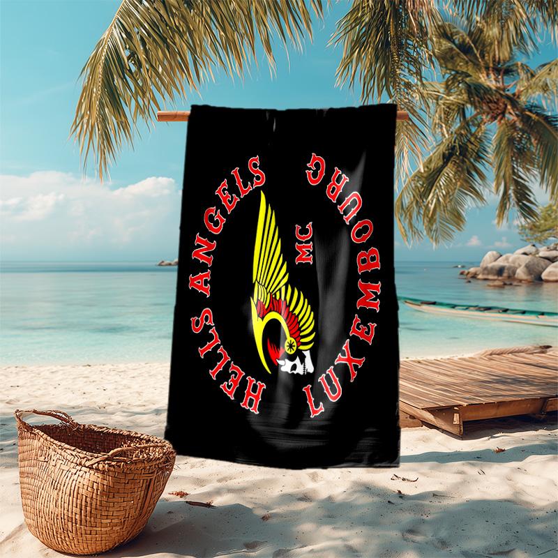 Gang Motorcycle Enthusiasts Hells Angels Motorcycle Club Beach Towel Outdoor Camping Vacation Swimming Beach Towel Outdoor Absorbent Bath Towel Y3