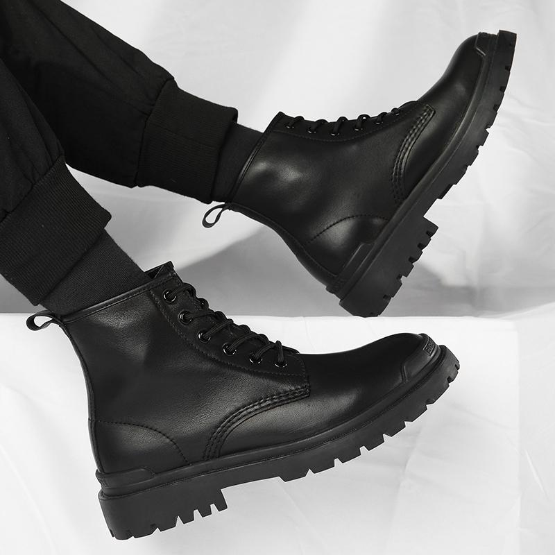 Fashion Male Genuine Leather Ankle Boots New Men Desert Boots 2024 Trend Men's Shoes All-match High Top Mens Outdoor Motorcycle Boots