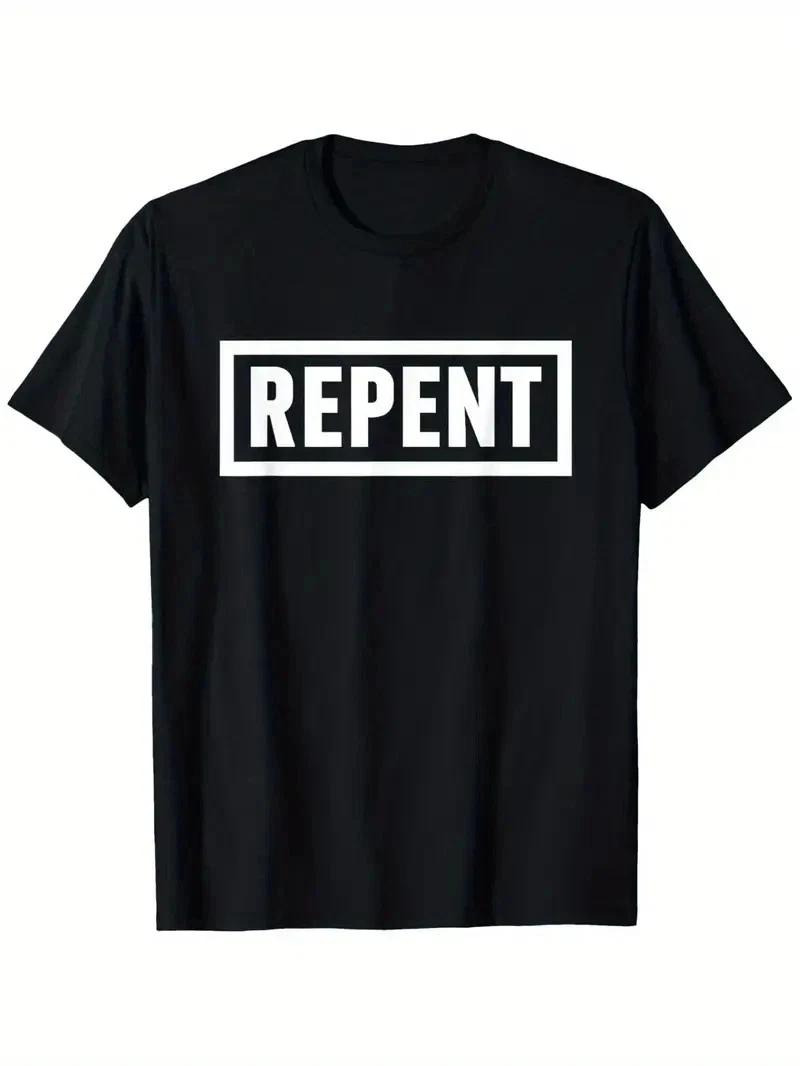 

Repent Bible Verse Christian T-Shirt - Black with White REPENT Text - Lightwei 3XL