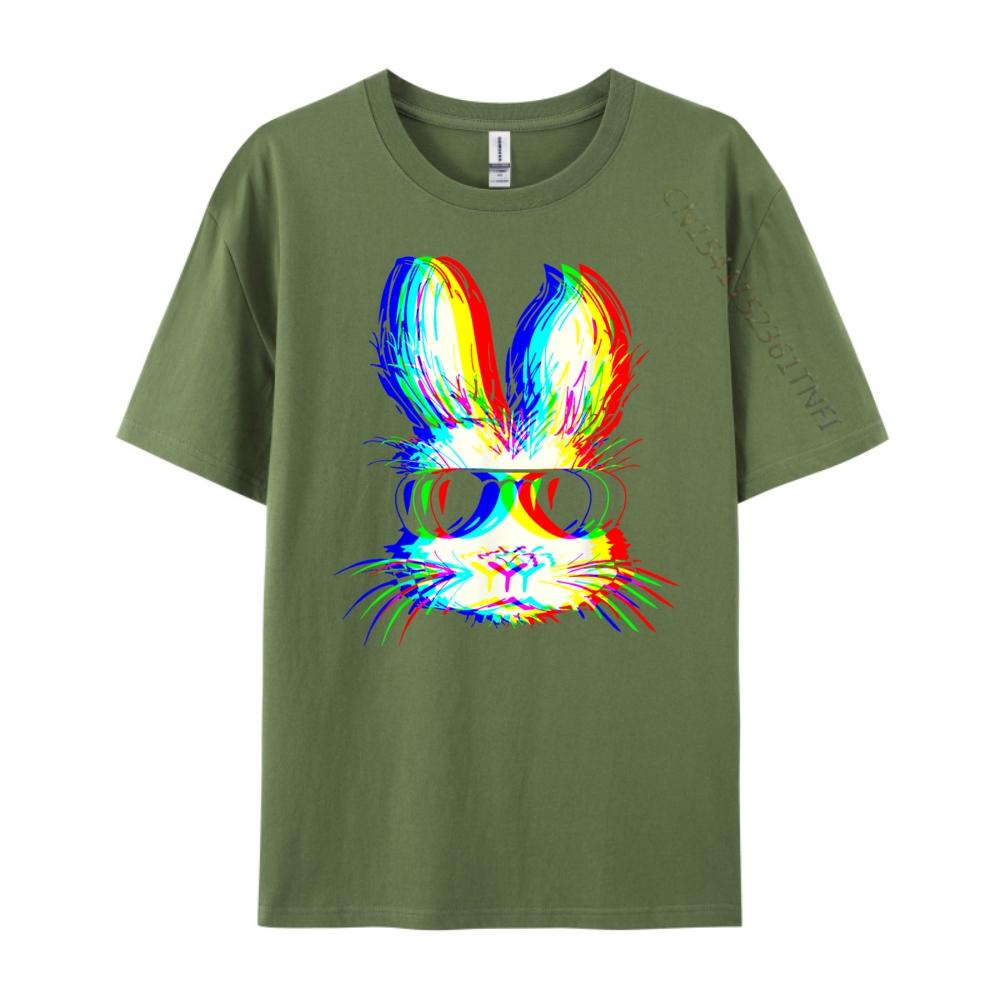 Bunny Trippy Vaporwave Easter Techno Rave Edm Music Party Oversized T Shirt Mens Designer Clothes Loose