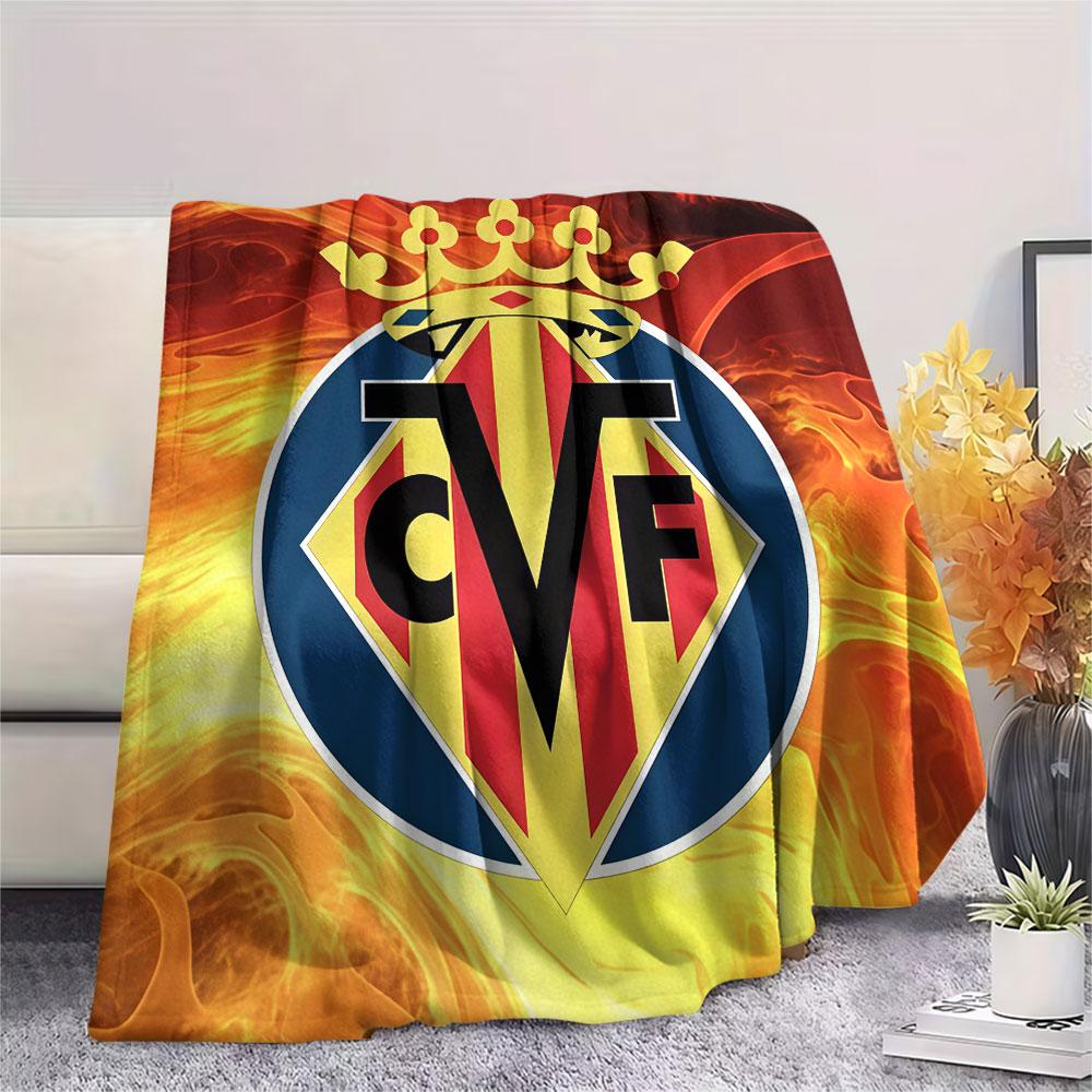 Coperta in Flanella con Logo Villarreal, Alta Qualità, Confortevole per Tutte le Stagioni, Decorazione per la Casa, Calore e Comfort