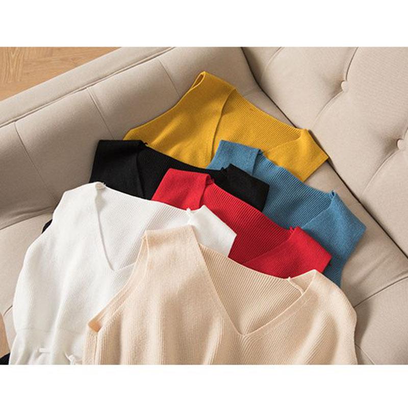 Blue Knit Vest Drawstring Waistband Design Ruffle Hem Sweet Women Pullover Sweater Simple Casual Sleeveless Coat Commuting Fall