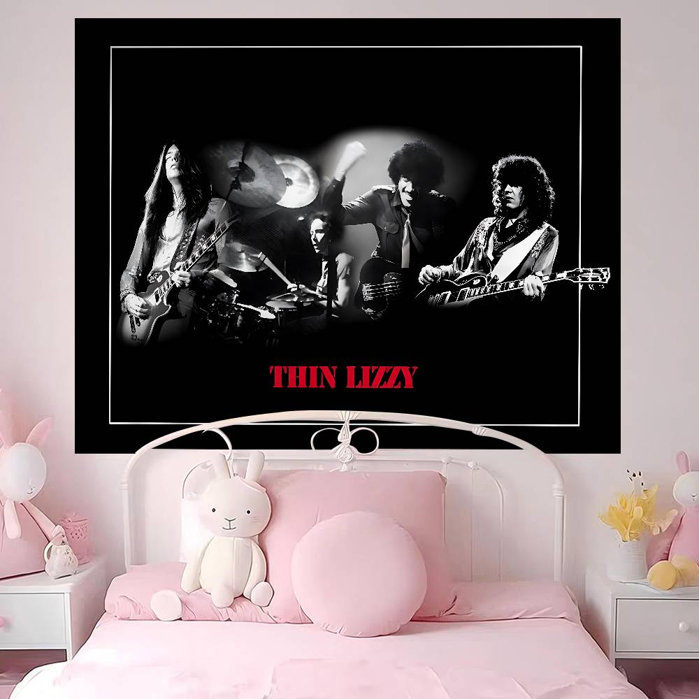 Rock Band TThin LizzyS Anime Tapestry Hippie Flower Wall Carpets Dorm Decor Cheap Hippie Wall Hanging