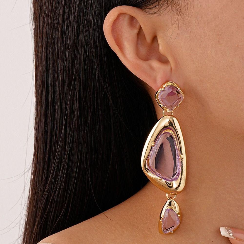 Geometry Exaggerated Drop Earrings Vintage Irregular Earrings Fashion Rhinestone Earrings  Women