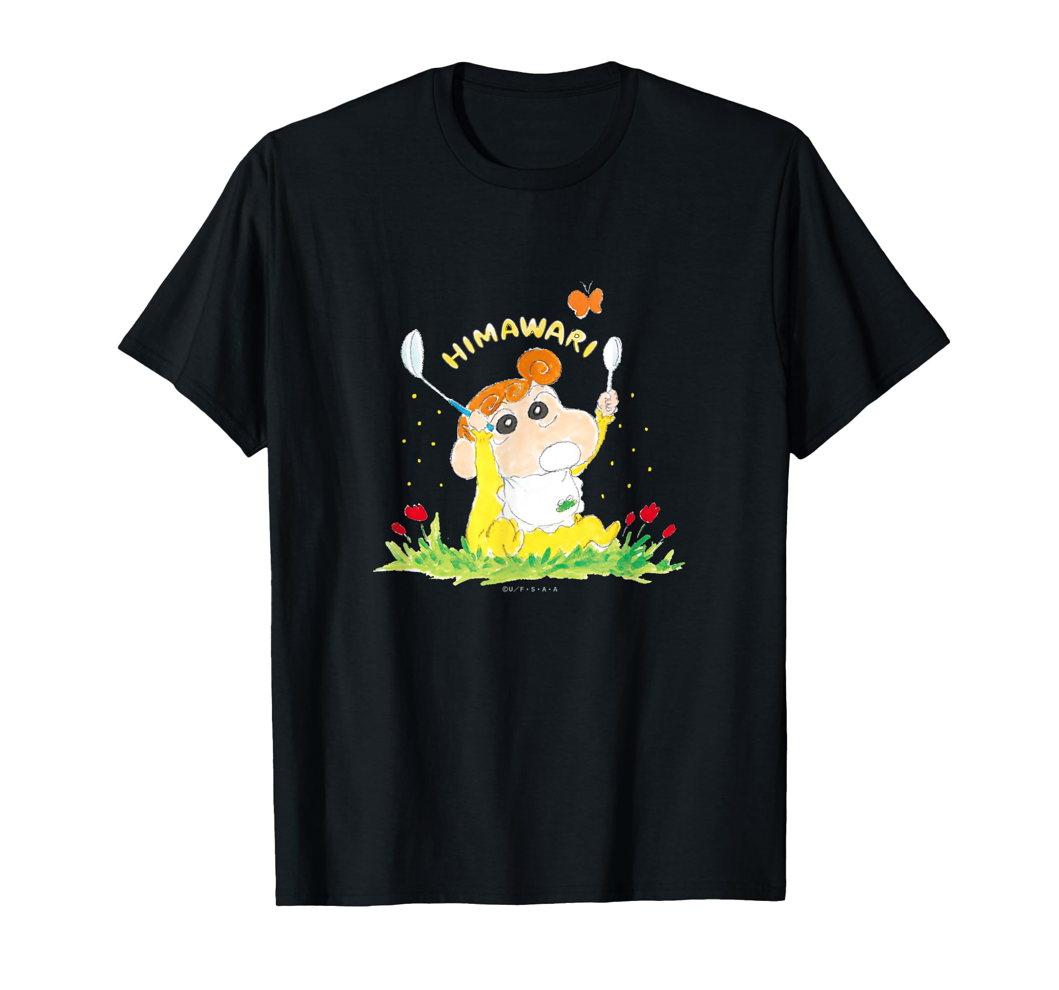 

Crayon Sunflower and Butterfly Shin-chan T-shirt чорний