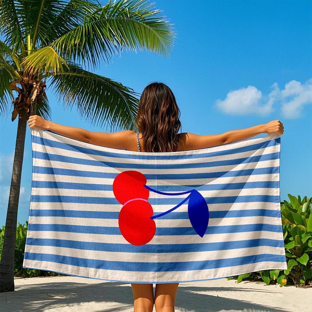Cherry Stripe Quick Drying Bath Towel Microfiber beach towel - light weight swimming camping  yoga beach out