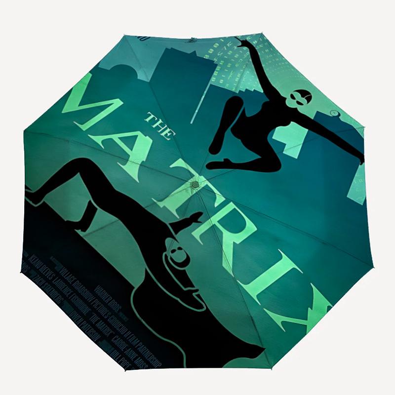 1pc The Matrix Automatic Folding Umbrella - Compact 8-Rib Design,Festive Gift for Friends & Family, Compact Umbrella 22053