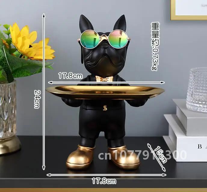 Bulldog Animal Figurines,Home Decoration Accessories,Table Ornaments,Storage Tray,Dog Model Statue,Sculpture Living Room Decor