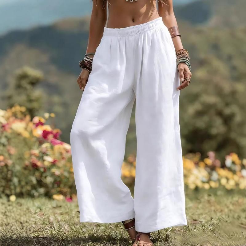 2026 Spring/Summer New Solid Color Loose Casual Wide-Leg Pants for Women, Breathable Long Pants