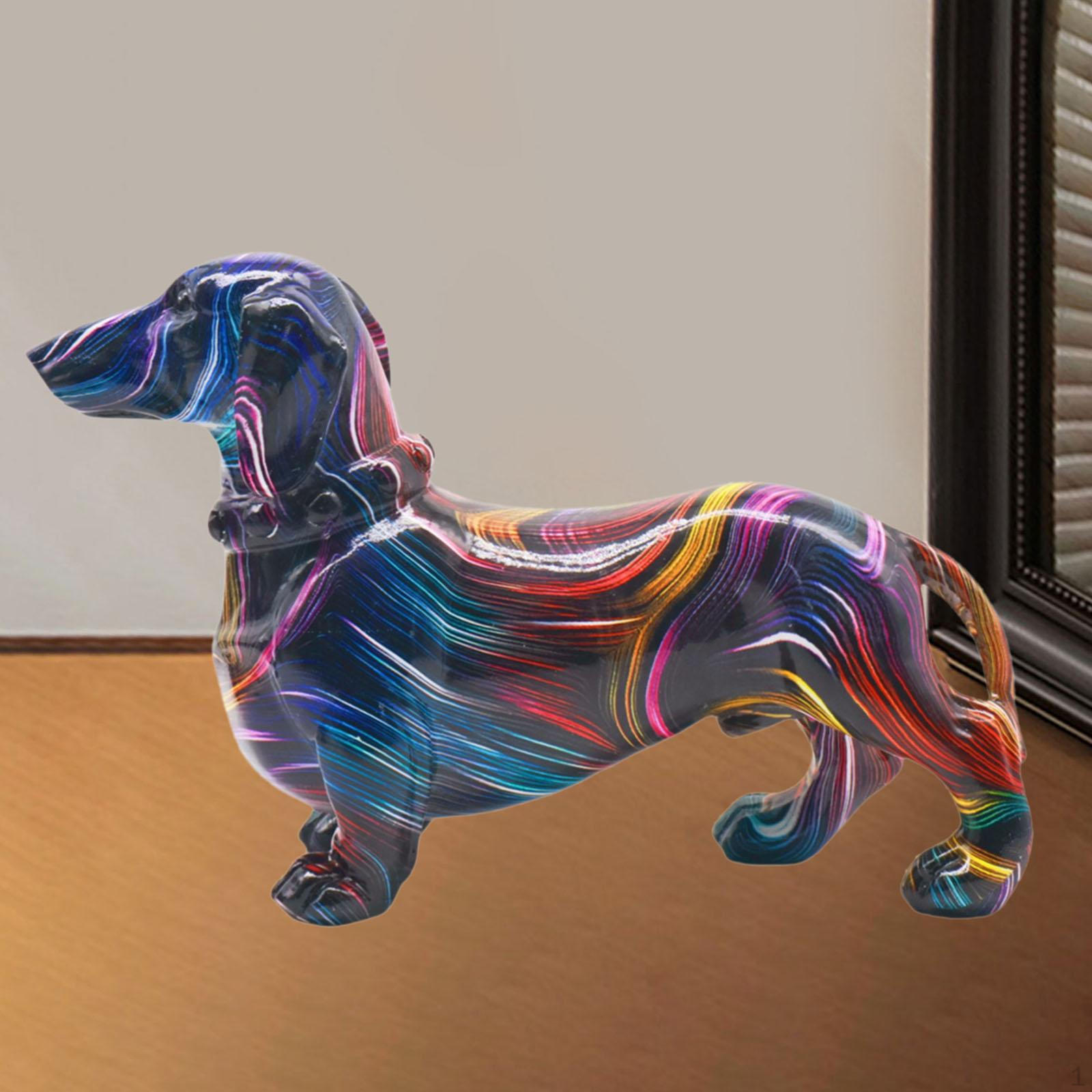 

Dachshund Dog Statue Figurine Display Ornament Sculpture for Living Room Housewarming Gift Cabinet Style E