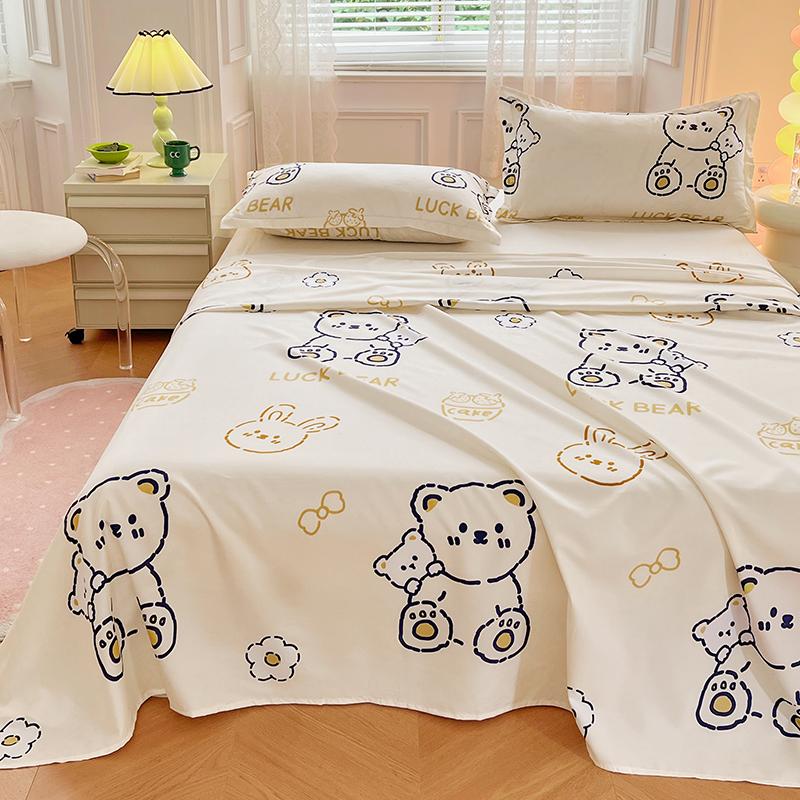 1pc Bed Sheets Cartoon Style Flat Sheet Skin-friendly Bed Linen Home Printed Bedsheet Lençol (No Pillowcase)