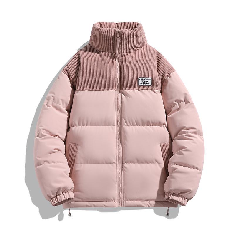 2025 Winter Trendy Stand Collar Color Block Windproof Cotton Jacket for Men and Women