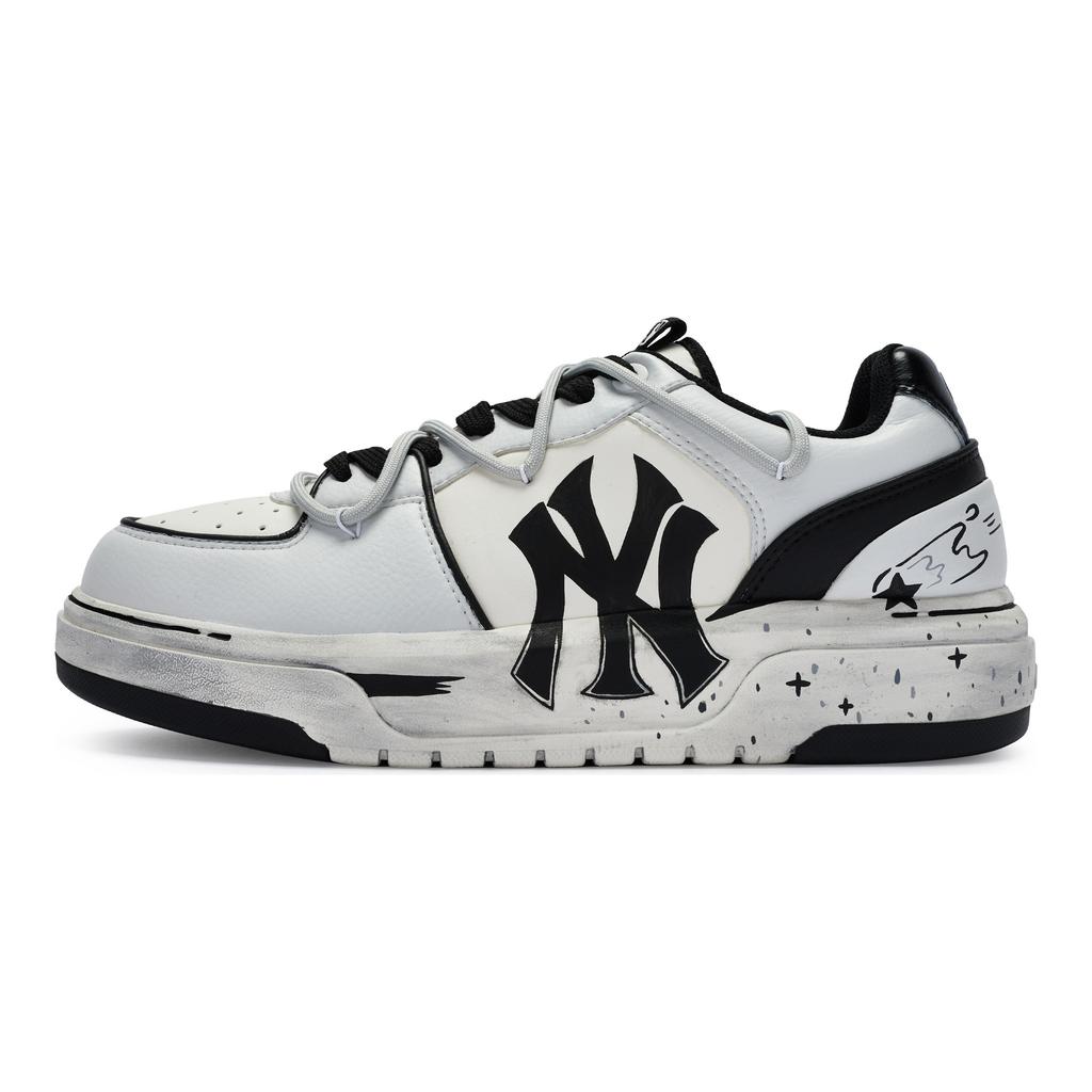 MLB Chunky Liner Abrasion Resistant Height Increasing Low Top Skateboard Shoes Unisex Black White Blue 3ASXCA12N-50WHS(Team80-)