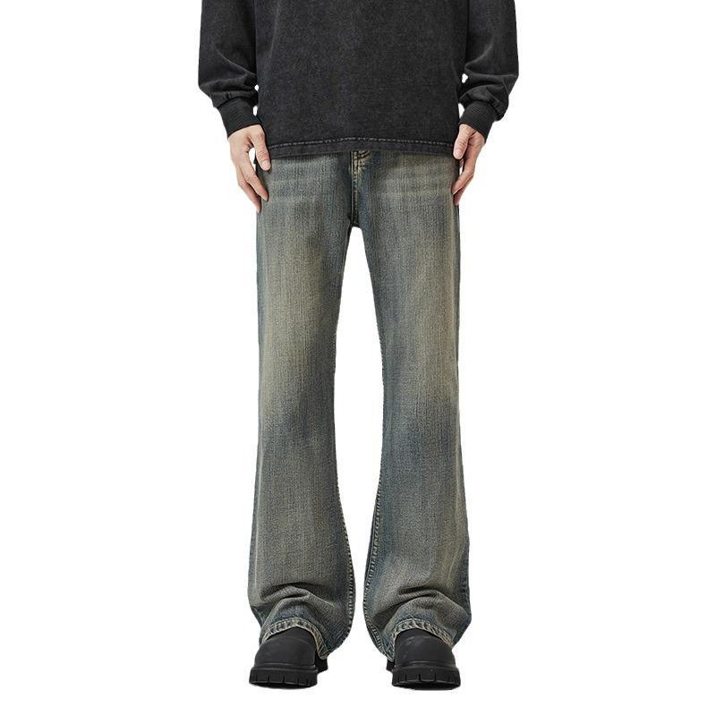 Xxbro Herren Amerikanische High Street Gewaschene Bambus-Baumwolle Schlaghose mit weitem Bein