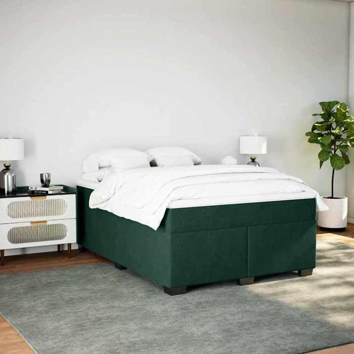 Maison Exclusive - Sommier à lattes de lit et matelas Vert foncé 160x200cm Velours