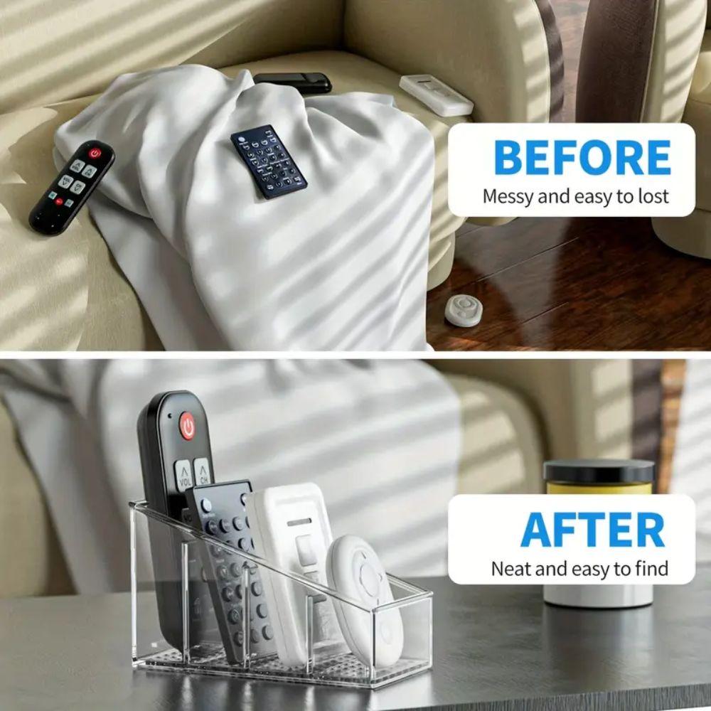 4přihrádkový úložný stojan na dálkové ovládání, průhledný a čirý stolní organizér na štětce na make-up