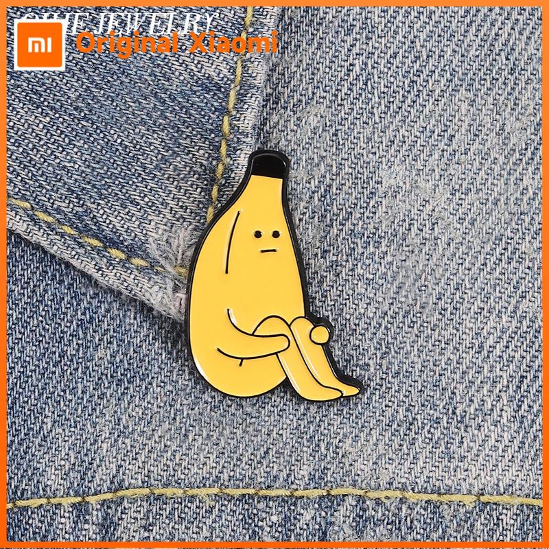 Xiaomi Sad Banana Man Brooch Enamel Pins Humor and Funky Brooches Backpack Lapel Hat Badges Cute Cartoon Anime Jewelry Gift for Friends