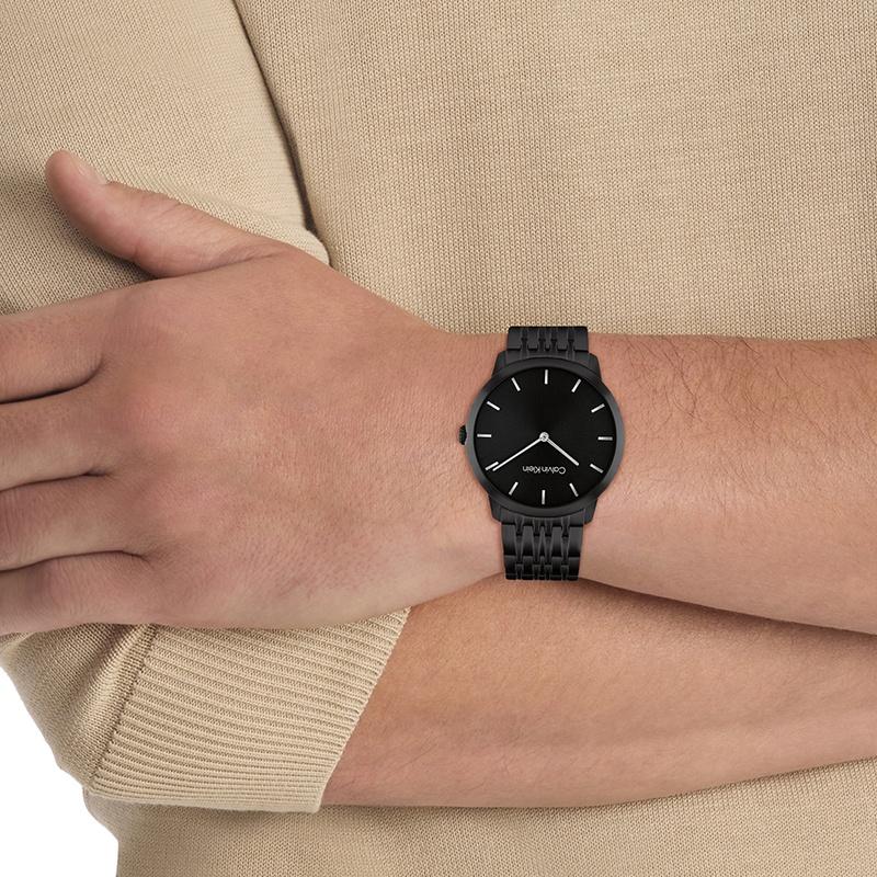 CALVIN KLEIN watch quartz movement steel strap bla dial men's watch simple two-hand bla men's watch 25300008