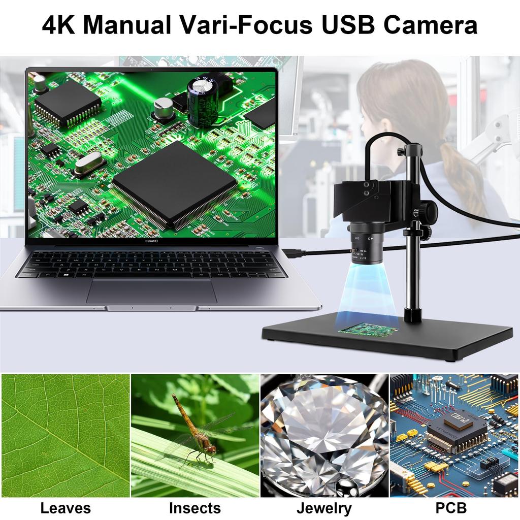 ELP 4K USB Webcam 5X Manual Optical Zoom Variable 2160P Ultra High UVC with CMOS IMX 415 Plug and Linux Camera, 2.8-12mm Lens, Definition, Sensor,