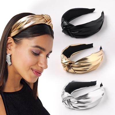 Pu Lucido Largo Moda Boutique Accessori per Capelli Fascia Annodata Stile Retrò da Donna Vacanza Vento Lato Largo Cerchietto per Capelli Copricapo