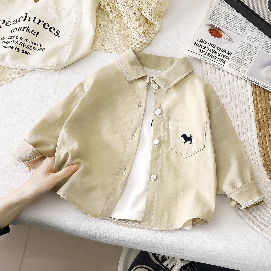 Dětská košile s dlouhým rukávem, jarní styl chlapecká košile, top s klopou z čisté bavlny, dětský kardigan, dětský kabát, dětské oblečení