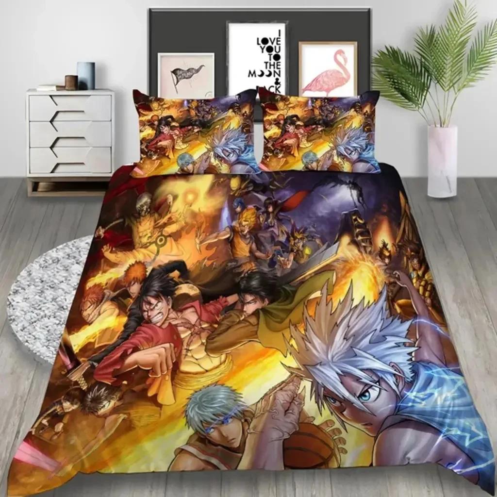 Japonia Anime Hunter Hunter Zestaw pościeli z nadrukiem 3D Poszwy na kołdrę Poszewki na poduszki Kołdra Zestaw pościeli Narzuta Pościel 05