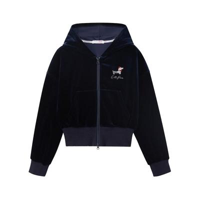 ELLE KIDS Girls' Sporty Velvet Zip-Up Hoodie
