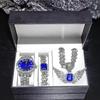 Stock Gold Men's Jewelry Set Alloy and Bling Rhinestone Iced Out Hip Hop Quartz Watch Bracelet Wing Pendant Necklace