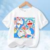 Doraemon Colorful T-shirt Printed Short-sleeved Outdoor Simple Comfortable Pullover Tops Summer Clothes Casuals Round Neck Shirt