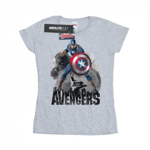 

Marvel Womens/Ladies Captain America Action Pose Cotton T-Shirt XXL білий