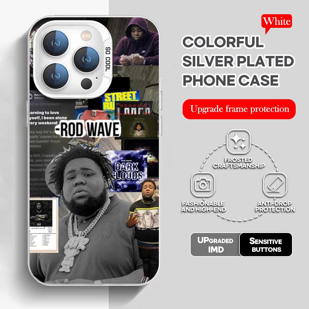 Rod Wave Rapper Phone Case White IMD Colorful Silver Suitable soft case for iPhone 16 15 14 13 12 11 XS Pro Max