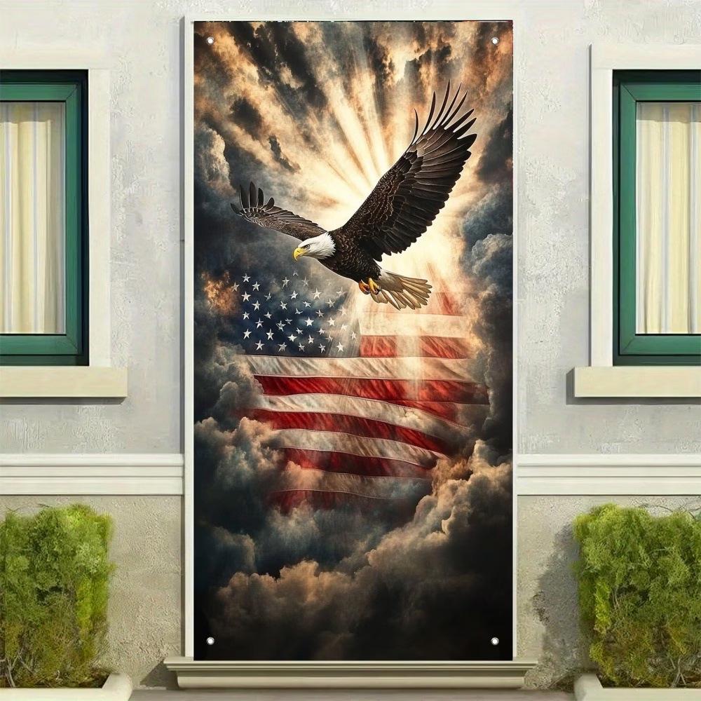 Patriotic Festival Door Banner: Polyester Hanging Flag Decoration