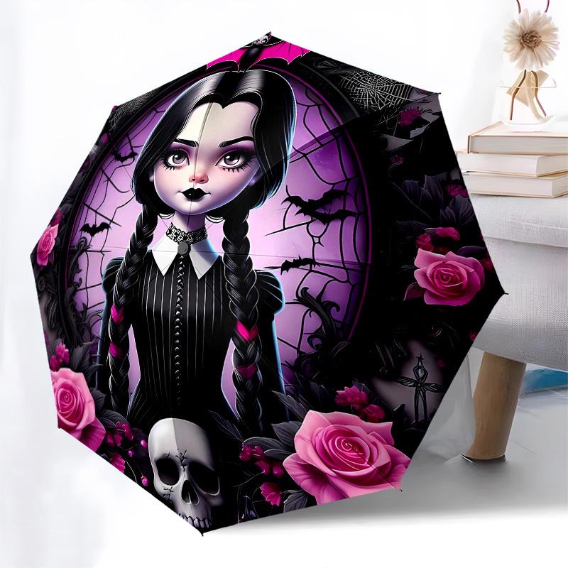 Dark Girl Automatic Opening and Closing, 8 rib Structure Portable Umbrella, Suitable for Men and Women in All Seasons Perfect Gift for Holi