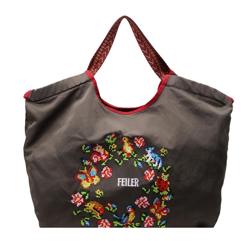 

Новая большая сумка-тоут из вышитого нейлона, модная и простая通勤 холщовая сумка через плечо серый