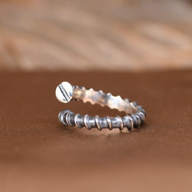 Screw Ring Retro Old Hipster Hip Hop Nail Opening Design Ring Ring Men's and Women's Jewelry