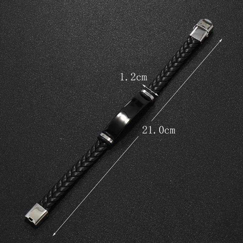 Meier Beautiful jewelry braided stainless steel men bracelet casual glossy leather bracelet bracelet