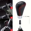 Universal 5 Speed Manual Leather Red Stitch Gear Shift Knob Car Gear Stick Shift Knob Lever Manual Transmission M8 M10 M12