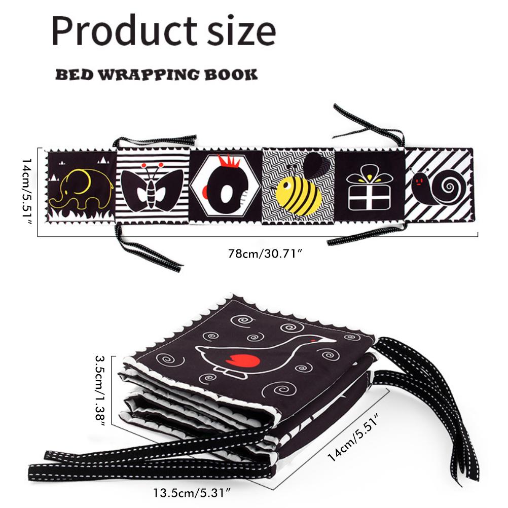 3Pcs Black White Baby Soft Book Double Sided Folding Anti Wrinkle Waterproof Cloth Book Cognitive