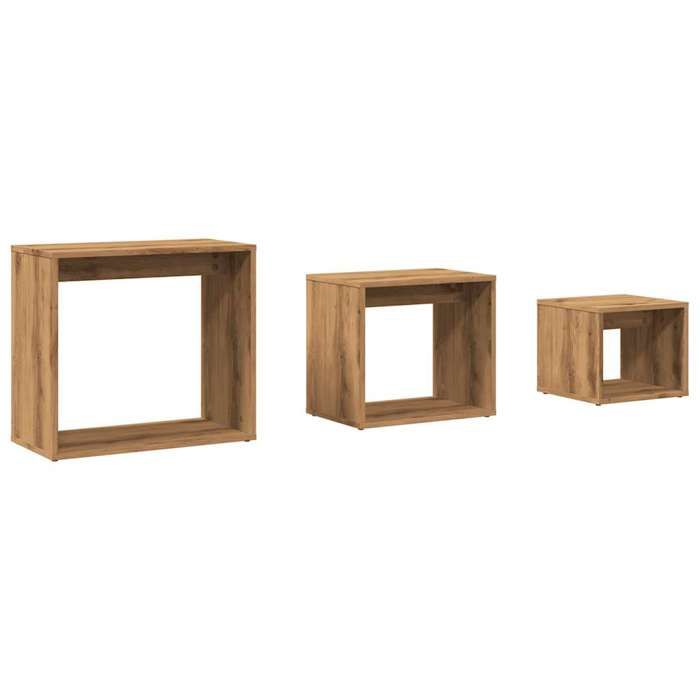 VidaXL Tables gigognes 3 pcs chêne artisanal bois d'ingénierie, table, table de bout, table d'appoint, tables, tables de 856675