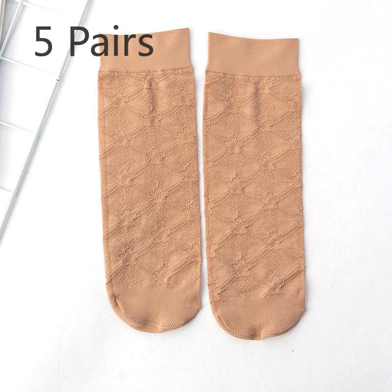 

5 Pairs of Loose-bottomed High-quality Embroidered Short Stockings for Ladies, Suitable for All Seasons, Durable, Sturdy, Anti-slip and Anti-slippery. 5 pairs