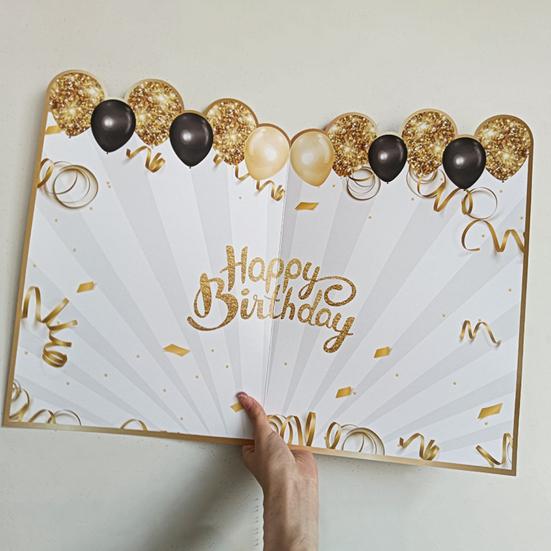 Großes Geburtstagsgästebuch Grußkarte für Männer Frauen, Schwarz Gold Alles Gute zum Geburtstag Gästeschildbuch für Geburtstagsfeier Zubehör