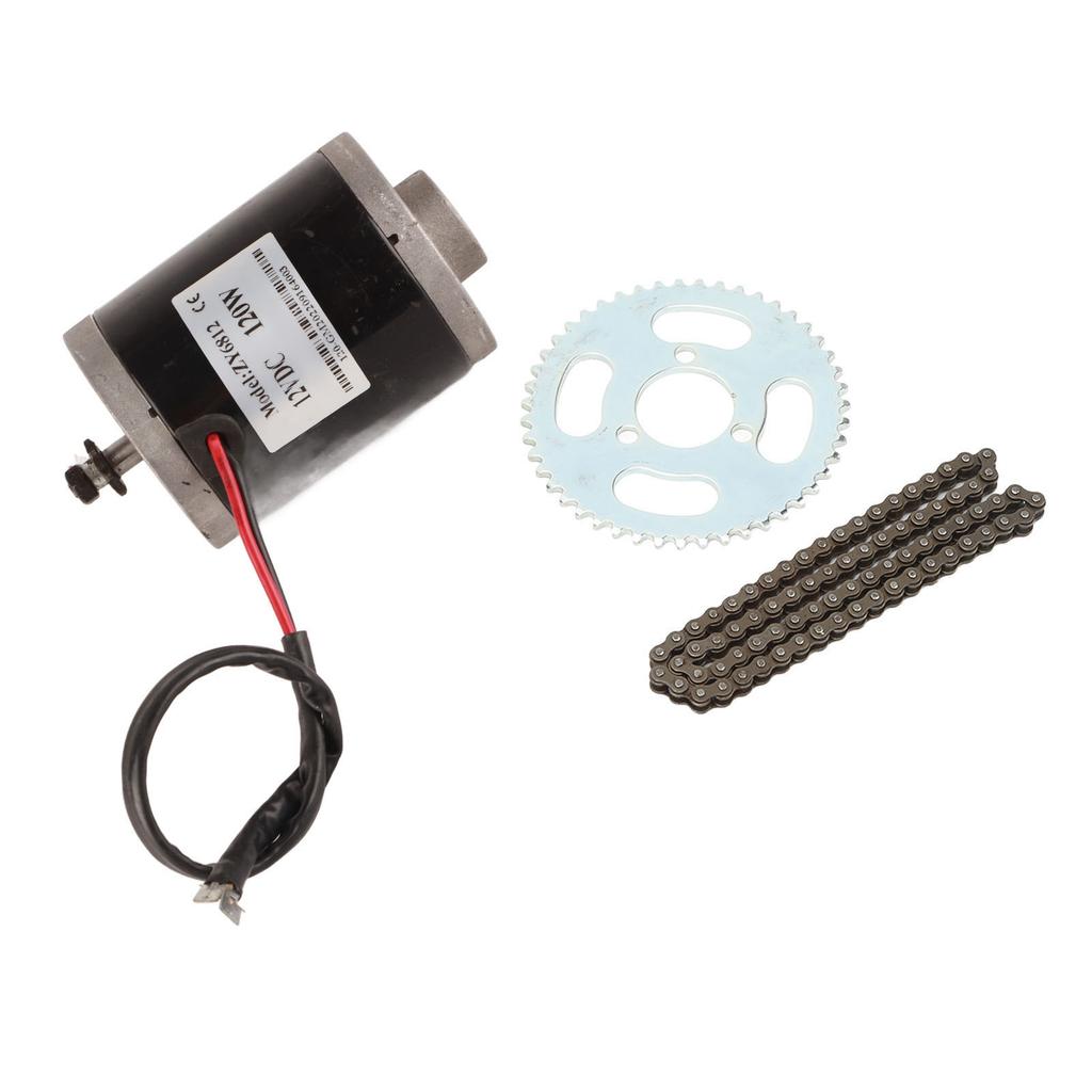 12V 120W Hochgeschwindigkeits-Elektro-DC-Bürstenmotor-Kit mit 25H76-Kette und 25H 3-Loch 47 Zähne Kurbelgarnitur für DIY Elektro