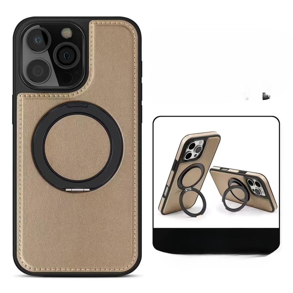 Applicable To Apple 17 ProMax Magnetic Phone Case Rotating Bracket IPhone 16 Yashi Leather Anti Fall Protection Case