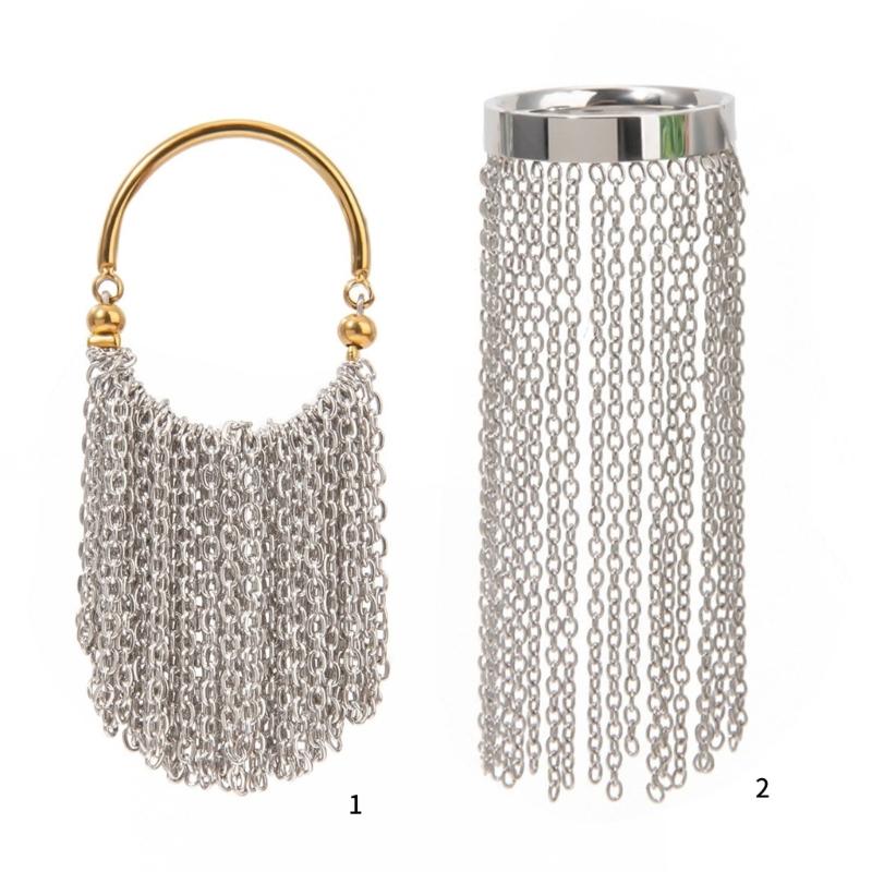 Einzigartiger verstellbarer Ring Edelstahlring mit Gold- und Silberkettenfransen Schmuck für Partys und Hochzeiten