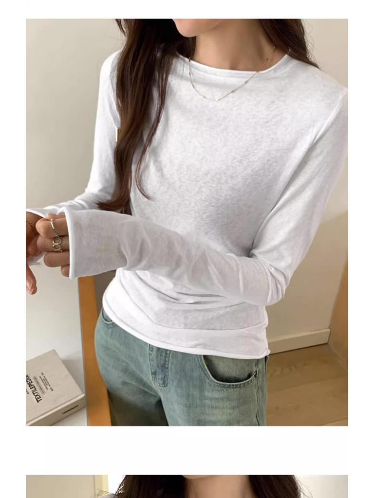 2025 New Slimming Round Neck Long-Sleeve Top for Women