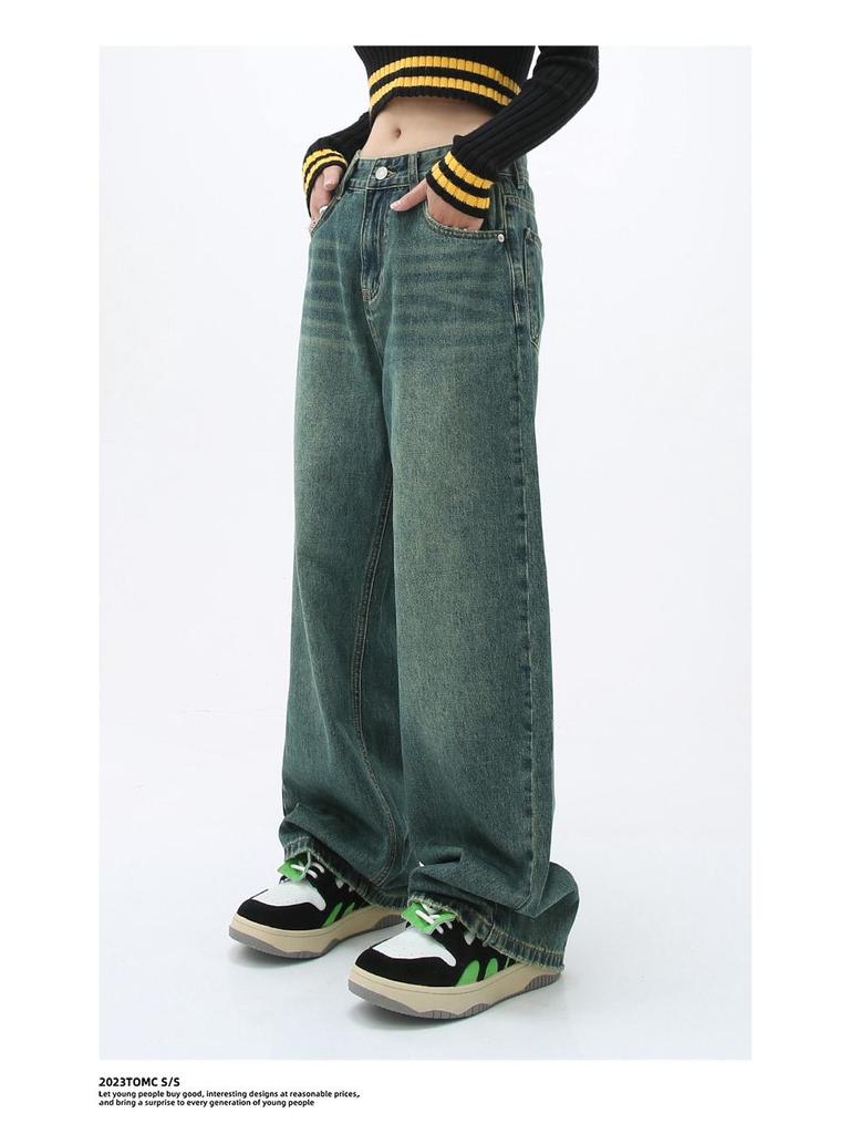 Carmour Denim | Retro Colorful Washed Wide-Leg White Jeans for Men & Women