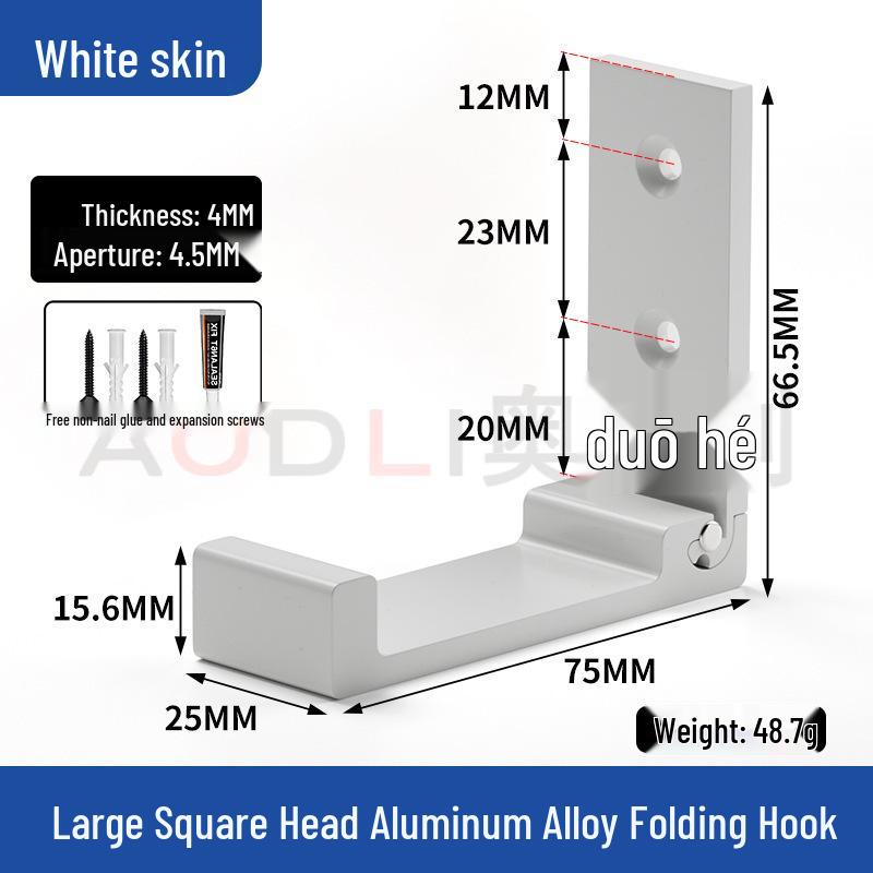 Schwarzer Wandmontierter Klappmantelhaken aus Aluminiumlegierung - Stanzfrei, Solider Einzelhaken