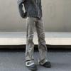 Retro Fashionable Distressed Bootcut Jeans Men's Clothing Wasteland Style Knee Patch Denim Pants High Street Casual Trousers New
