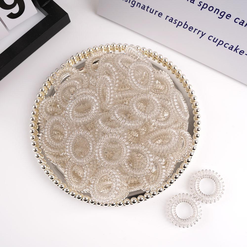 Black Traceless Telephone Cord Hair Tie - Thin, Fluffy Hair Accessory for Women