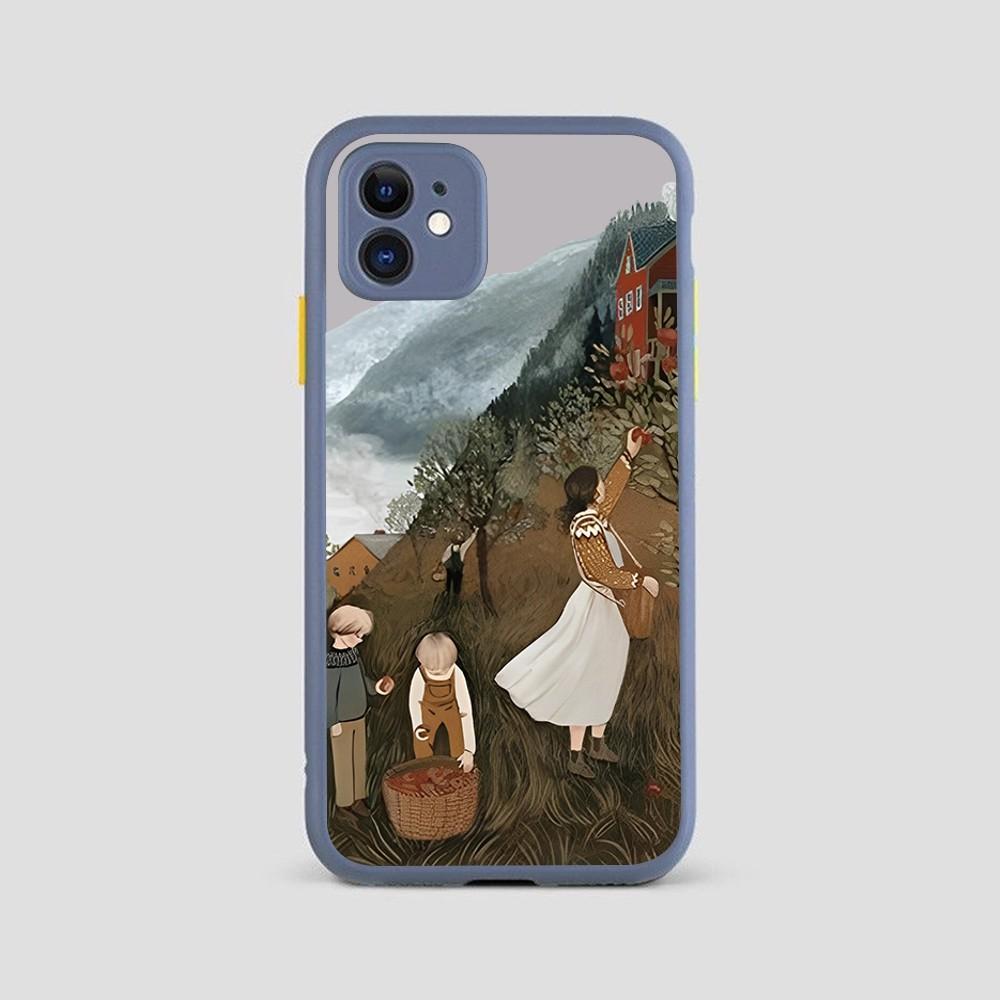 Kreslená krajina Dívka Pouzdro na telefon pro iPhone 14 11 12 13 Mini Pro Max 8 7 Plus X XR XS MAX Průsvitný Matný Kryt